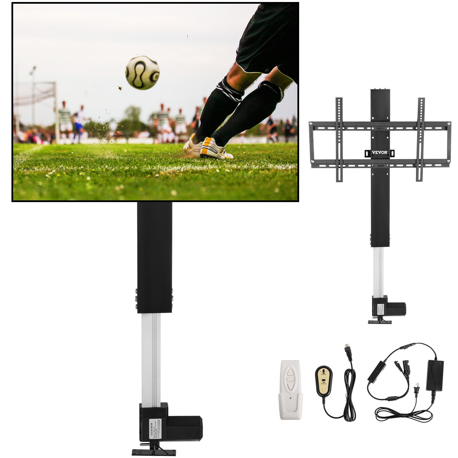 Support TV Motorisé Escamotable avec Course de 700mm et Télécommande Sans Fil