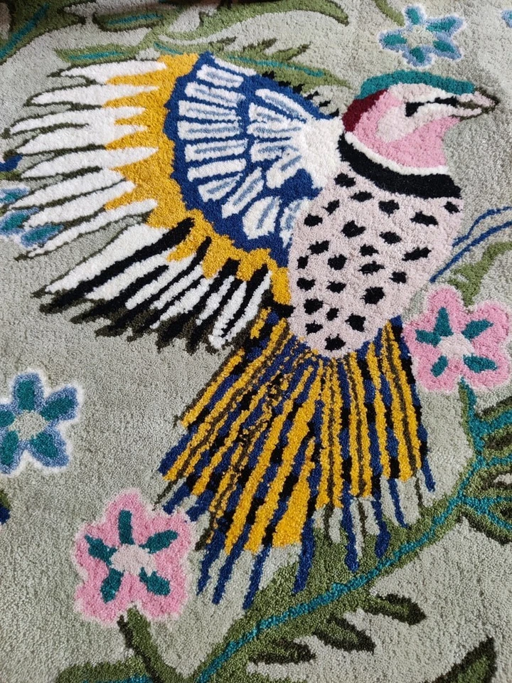 Rug Bird Tufted Wool Hand for Multi Area Colored Room Handmade Modern Carpet - Image 4 of 4