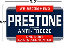 (PRES-STA-1) 9.5" PRESTONE ANTI-FREEZE CAN DECAL STATION GASOLINE GAS PUMP 
