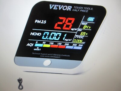 VEVOR Air Quality Monitor 8 in PM2.5 Particle Counter Formaldehyde Quality Meter