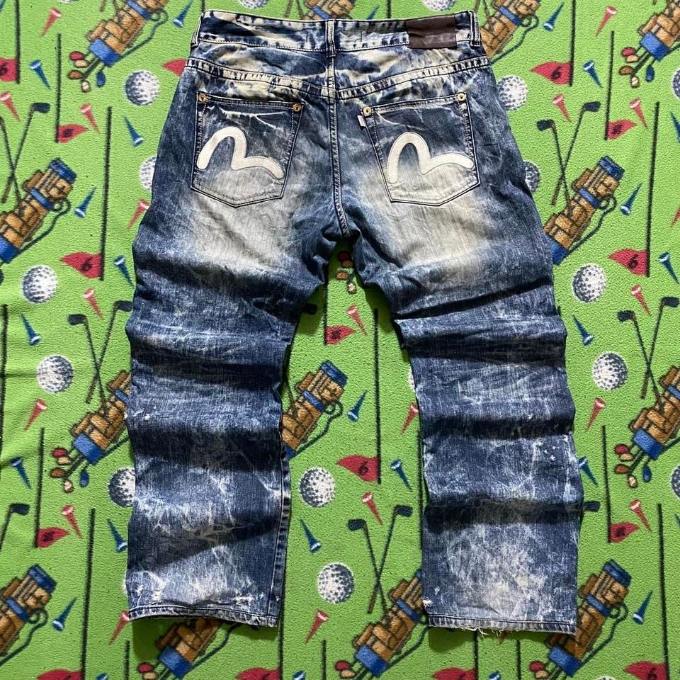 vintage y2k baggy skate japanese wide leg evisu denim acid wash jeans 36x31