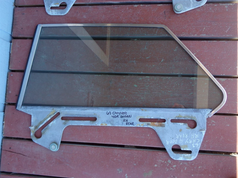 1963 1964 Chrysler 4D Sedan Rear Door Glass OEM Pair Tinted 300 New Yorker  - Image 3 of 4