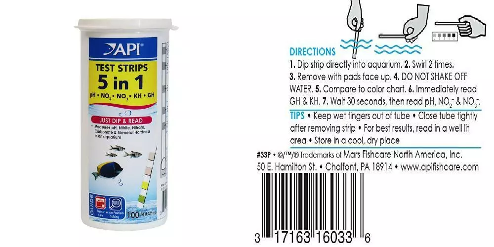 API 5-IN-1 TEST STRIPS Freshwater and Saltwater Aquarium Test