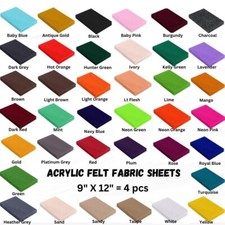 FabricLA Acrylic Felt Fabric Sheets | DIY Arts & Crafts 9 X 12 Inch | 4 Pieces
