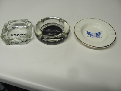 Vintage lot of 3 Ashtrays Savarin, Albert Pick Hotels, Harrison Ohio