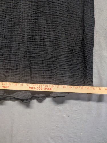 Falda de algodón orgánico fruncido Eileen Fisher talla Lg negra midi boho crepé línea A - Imagen 16 de 17