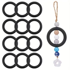 1bag 12pcs Ring Silicone Beads Chewing Beads For Nursing Necklaces Making Black