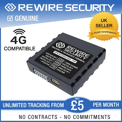 REWIRE SECURITY 4G GPS Tracking Device Van Car Motorhome Truck Lorry Pay As You Go UK EU Global