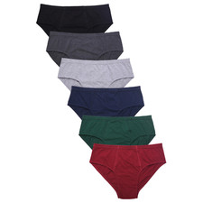 6 Pack Men's Cotton Triangle Briefs Tag-Free Elastic Waist Moisture Wicking