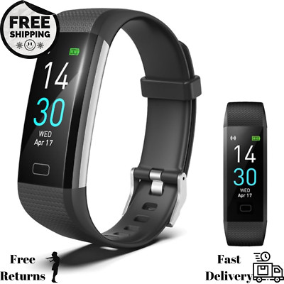 Fitness Tracker with Heart Rate Monitor/Step Counter/Calories, Smart Watch Black