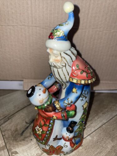 Shelly Rasche Porcelain Music Box Santa/Snowman Figurine For Roman Sankyo - Picture 1 of 11