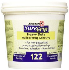 Zinsser 69384 SureGrip 122 Heavy Duty Wallcovering Adhesive 1 Quart