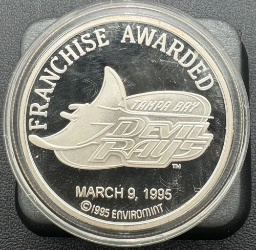MLB Limited Edition 999 Fine 1 oz Silver Round Devil Rays Franchise Awarded 1995