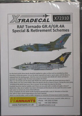 Xtradecal 1/72nd Scale RAF tornado GR.4/GR.4A Decal Sheet No. X72310