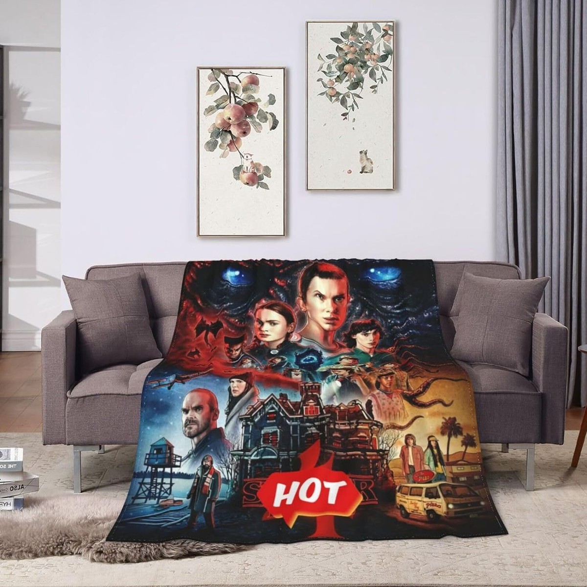 Coperta Pile Stranger Things Hellfire Club - 130x150cm, Morbida, Per Divano O Letto Singolo - Foto 6