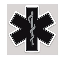 3 Inch Non-Reflective EMS Black Star Of Life Sticker Decal