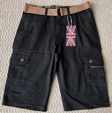 NWT Men's Revolution Solid Black Cotton Flap Cargo Pocket Shorts SIZE 32 ONLY