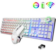 Wireless Gaming Keyboard and Mouse Set RGB Backlight W/knob full Size for PC PS4
