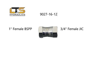 1'' Female BSPP British Parallel Swivel x 3/4'' Female JIC Adapter 9027-16-12