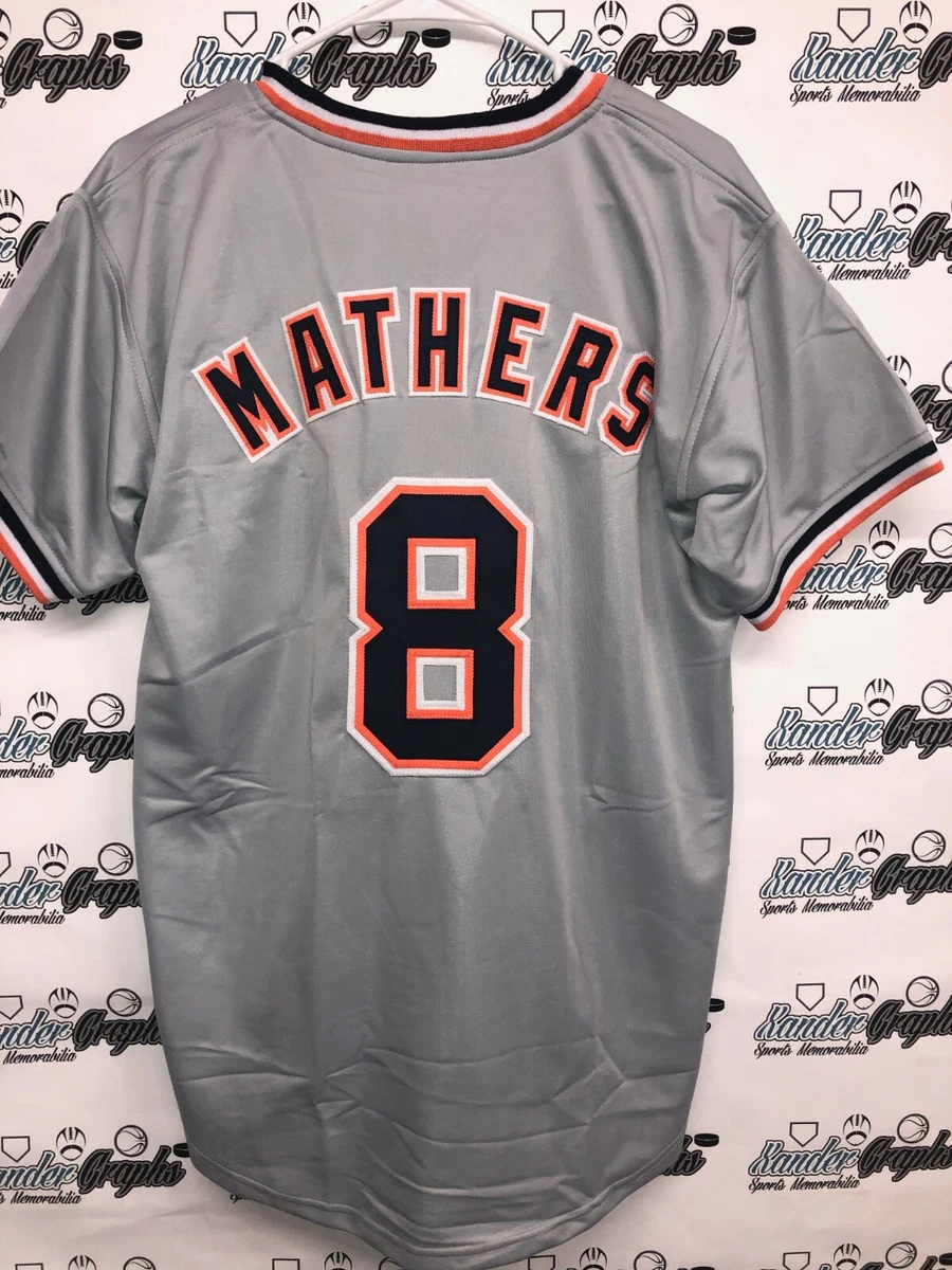 MATHERS 8 DETROIT BASEBALL CUSTOM GREY BLACK ORANGE WHITE JERSEY ADULT MEDIUM