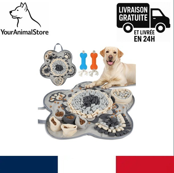 Tapis de fouille et léchage pour chien anti-stress en tissu lavable 60x60 cm