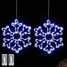 2 Pack Big Christmas Snowflakes Lights, 13 Inch Durable Metal Frame Snowflakes w