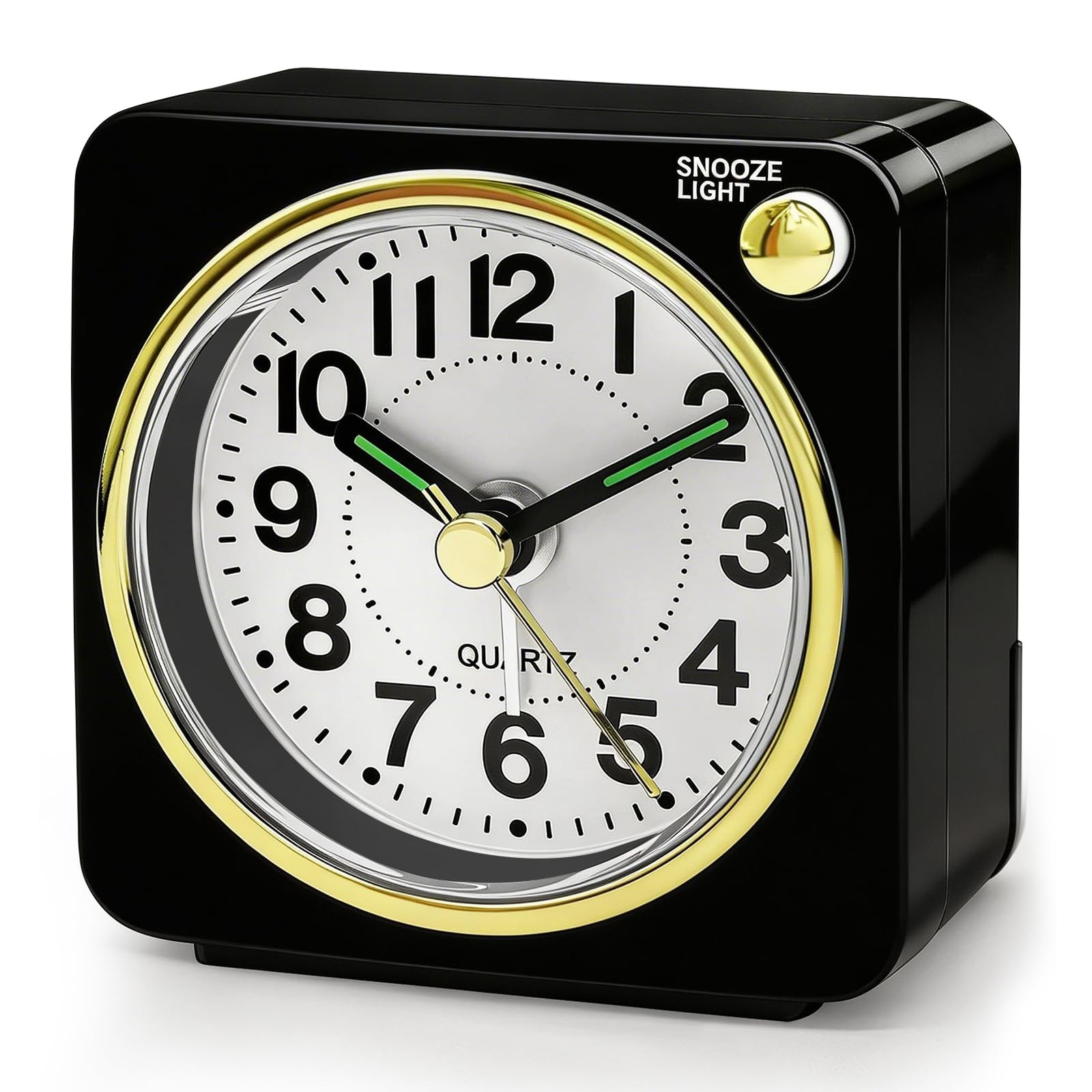 Mini Travel Alarm Clock, Small Battery Analog Alarm Clock Bedside Desk Clocks