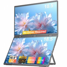 18.5 Inch 60Hz FHD Dual Screen Portable Monitor Built-in Stand No Driver Needed