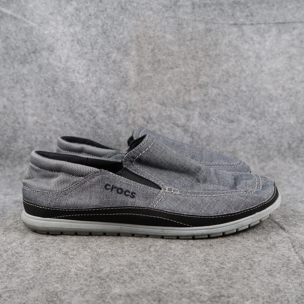 NWT Crocs Santa Cruz 2 Luxe Slip-On Loafers Charcoal Gray Canvas Men\'s Size 14 Crocs Men main image 4