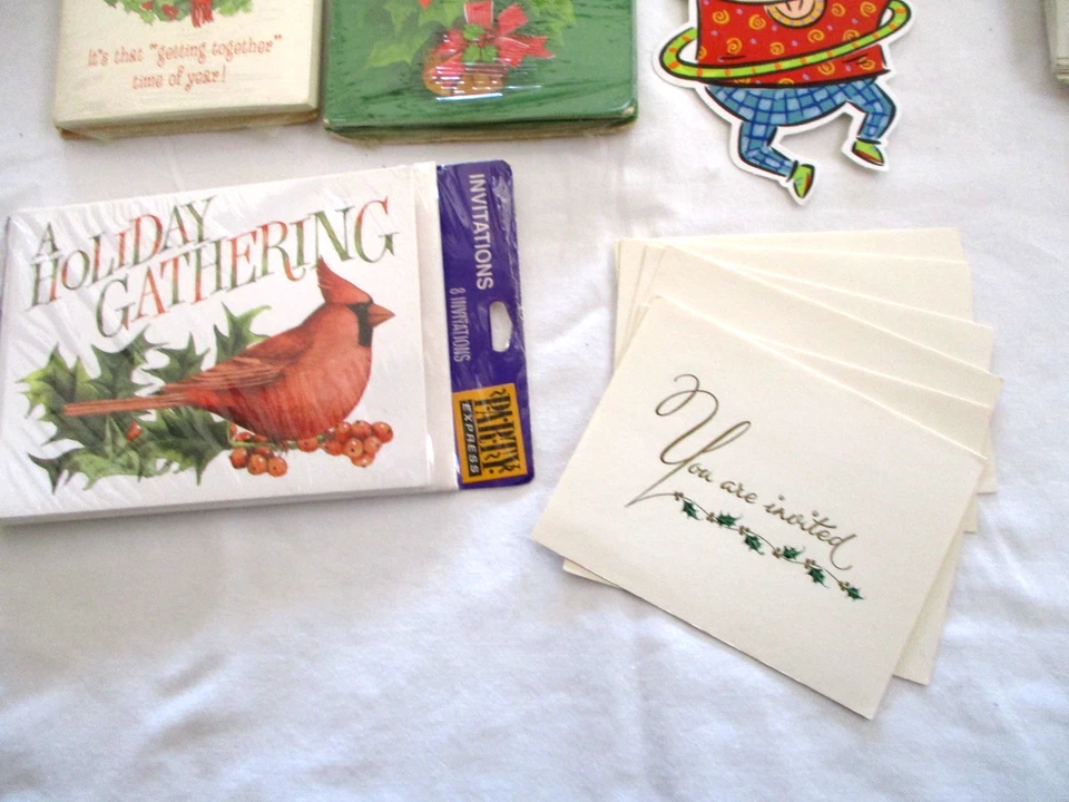 Lote de 4 invitaciones vintage de cumpleaños y Navidad nuevas en paquete Foto 3 de 4