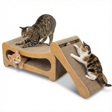 24x11 Inch 2 in 1 Cardboard Cat Scratcher Bed With Toy Ball Furniture