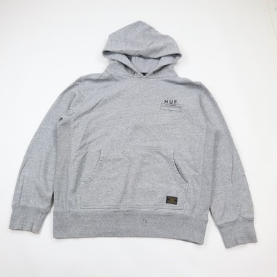 HUF Quality Garments Hoodie Mens Large Gray Pullover Skate Streetwear
