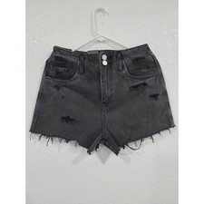 Blank NYC Black Denim Women's Shorts Raw Hem distressed high waisted 27 P2