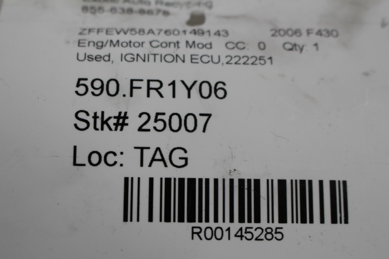 Ferrari F430 Coupe, Spider, Engine Control Module, ECU, Used, P/N 222251