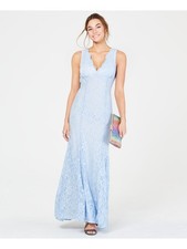 MORGAN & CO Womens Sheath Maxi Dress Light Blue Sleeveless Formal Juniors 9