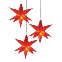 3D Weihnachts Stern 10 Cm - 3Er Set / Rot - Led Fenster Deko Leuchtstern Timer