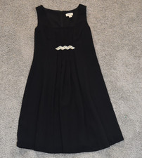Ann Taylor Loft Sz 4 BLack Sleeveless Rhinestones Dress Midi Pleated