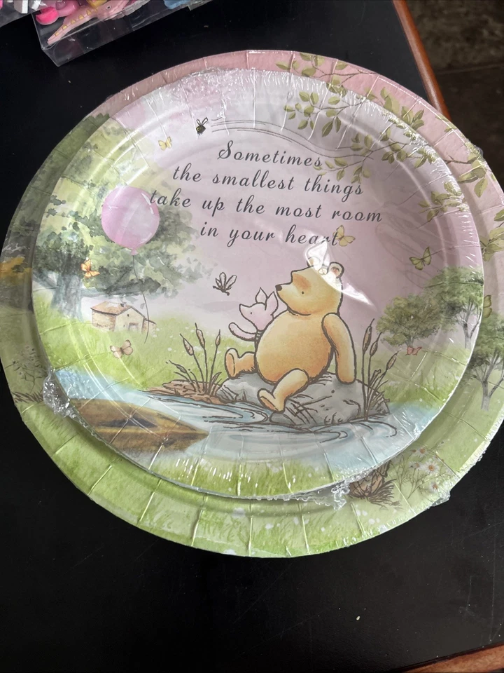 Juego de 20 platos de fiesta de cumpleaños Winnie The Pooh platos de pastel tazas tenedores cuchillos Foto 3 de 4