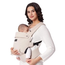 Momcozy PureHug Baby Carrier -Ergonomic,Cozy and Lightweight for 7-45 lbs- Khaki