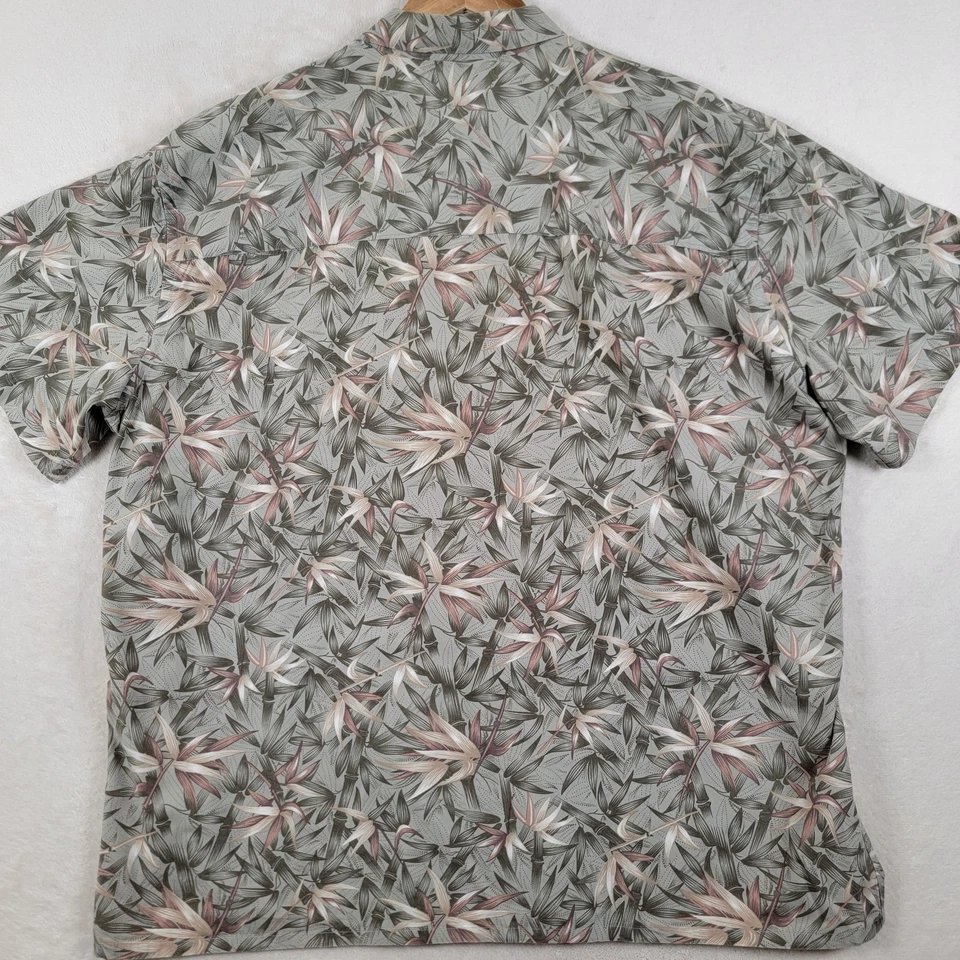 Camisa Island Shores Para Hombre L Verde Oliva Floral Tropical Manga Corta Abotonada Foto 3 de 4
