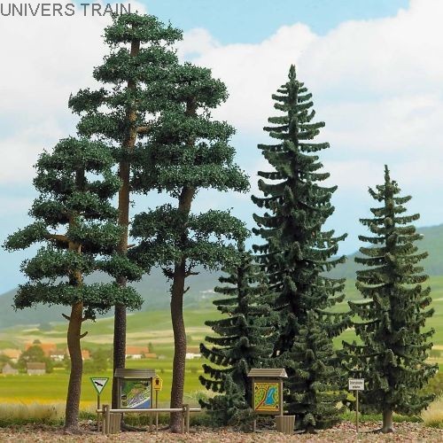 Busch 6393 Forêt de pins et épicéas miniatures pour décor de Noël et diorama de montagne
