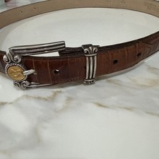 Brighton Museum Collection 21007 Brown Leather Gilded Coins Belt XXL