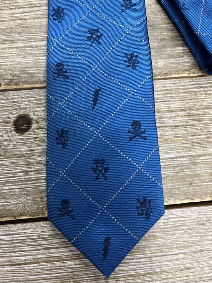 "Corbata de cuello calavera azul marino antigua talla S 44""" Foto 2 de 4