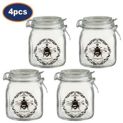 1000ml Glas Bienenkönigin 4 Stück Vintage Style Cliptop Deckel Kanister luftdicht