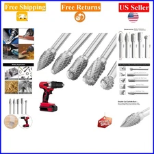 5Pcs Carbide Rotary Burr Set 1/4 Inch Shank for Wood, Metal, Engraving