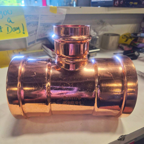 Copper Tee Fitting 4" x 4" x 2" with UPC & NSF 61 Stamped Markings