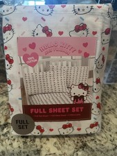 NIP Hello Kitty 100 Cotton Oeko Tex Full Sheet Set In It  s Own Case