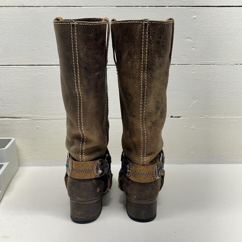 Bed Stu Opal Damen 7 braune abgenutzte Leder Biker Harness Stiefel - Bild 3 von 24