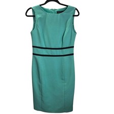 Black Label Evan Picone Teal Sheath Dress Sleeveless Size 4 Work