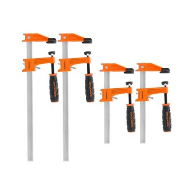 JORGENSEN 4-pack Steel Bar Clamps Set, 6 inch & 12 inch Medium Duty F-Clamp -...